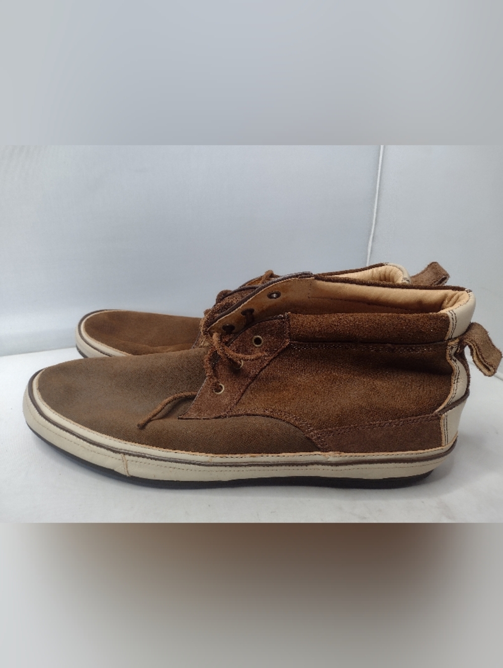 John Varvatos Coated Canvas Redding Chukka Boots Shoes 11 Brown B4